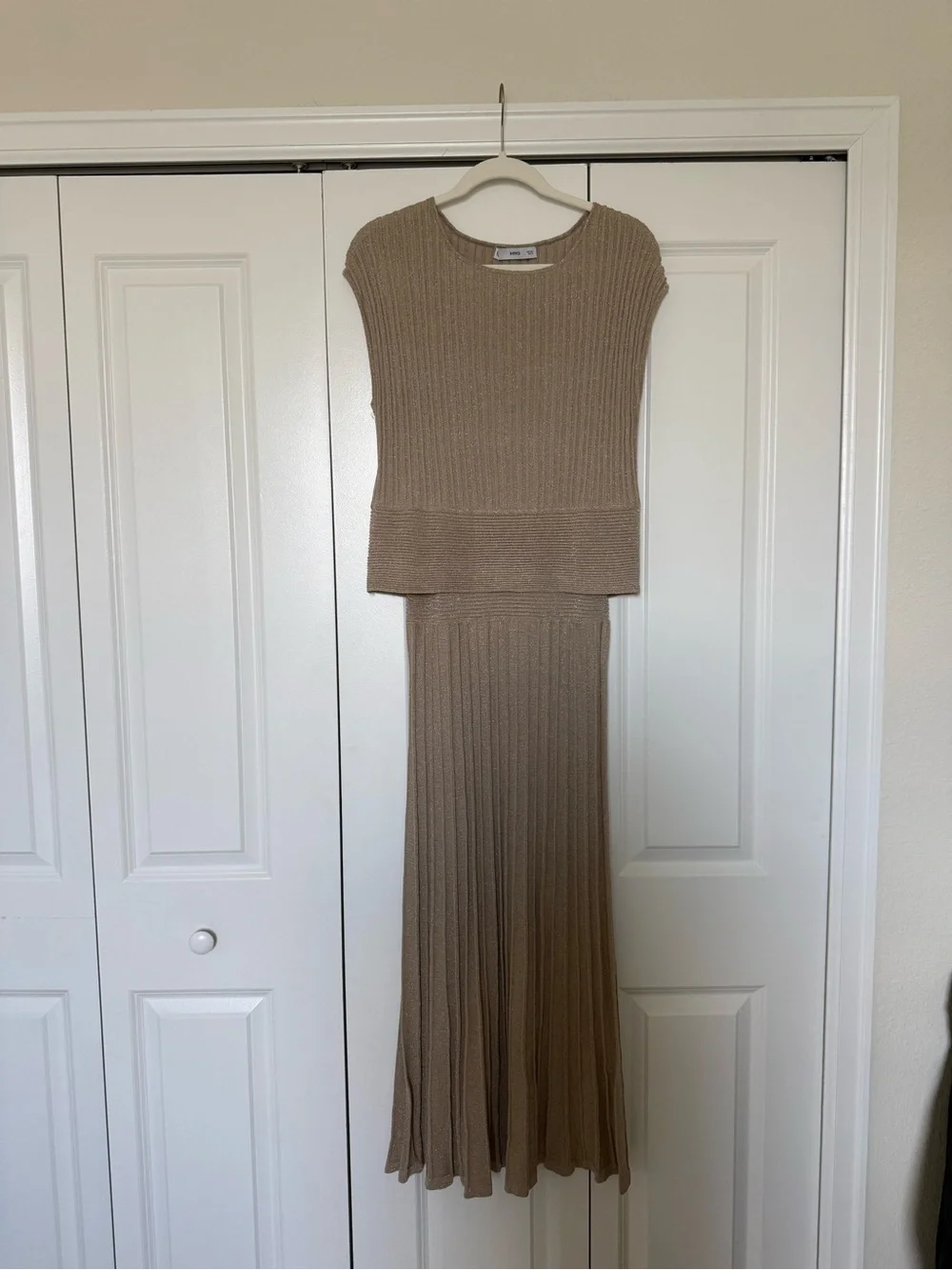 Mango Taupe Ribbed Knit Two-Piece Set - Picture 2 of 6
